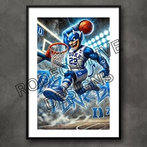DUKE BLUE DEVILS 11X17 POSTER NCAA MARCH MADNESS DUKE PRINT-RODEO DRIVE DESIGNS